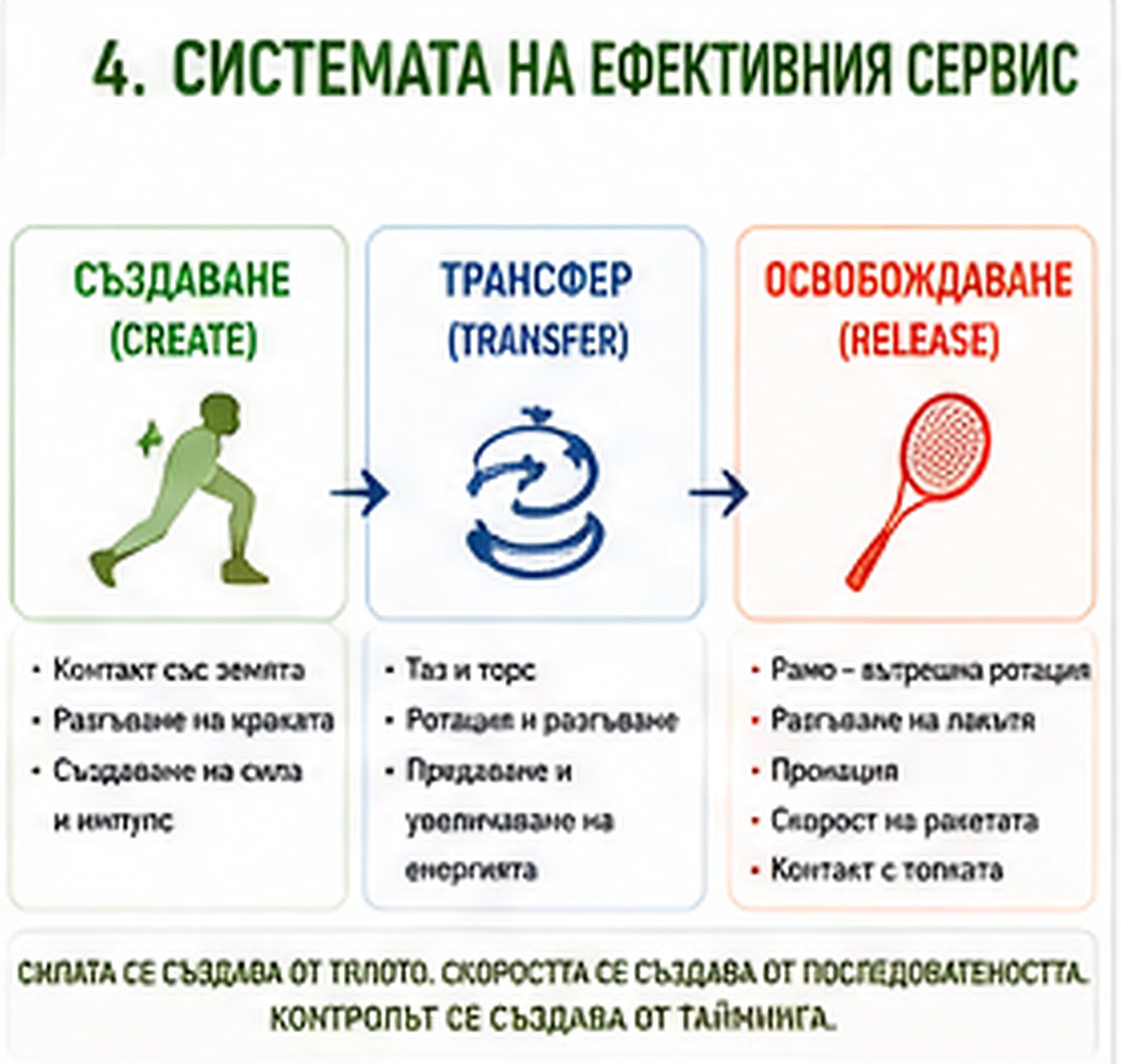 Системата на ефективния сервис: създаване (create) → трансфер (transfer) → освобождаване (release)